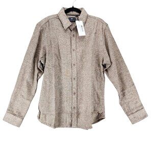 Vustra Shirt Mens Large Brown Chestnut Herringbone Long Sleeve Button Up *NWT*